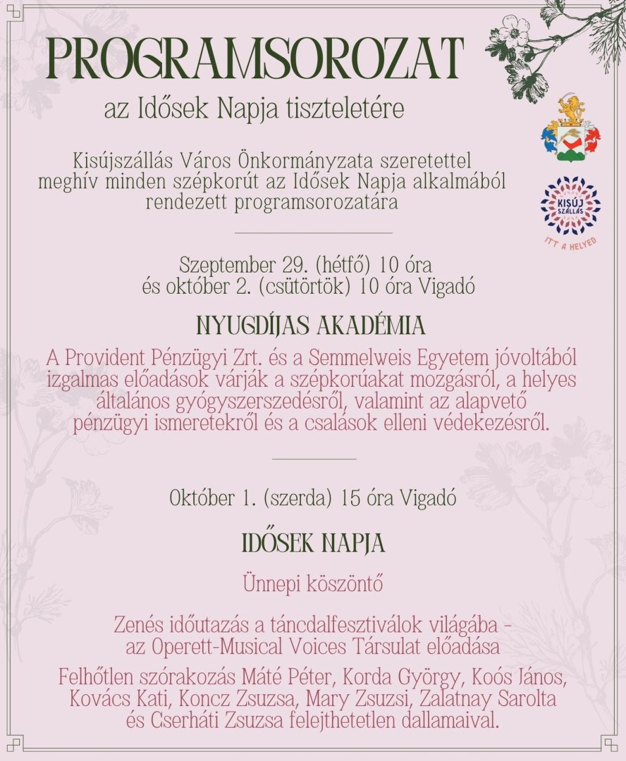 Programsorozat az Idősek Napja tiszteletére – 2025. szeptember 29.