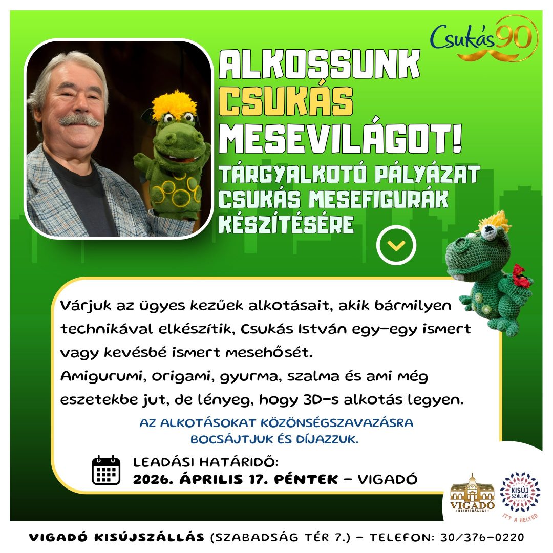 Csukás tárgyalkotó pályázat – 2026. április 17.