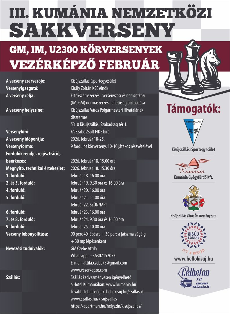 III. Kumánia Nemzetközi Sakkverseny – 2026. február 18-25.
